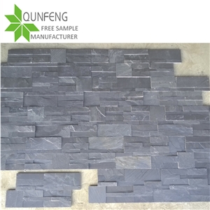 Black Stacked Stone Wall Panel Slate For Wall